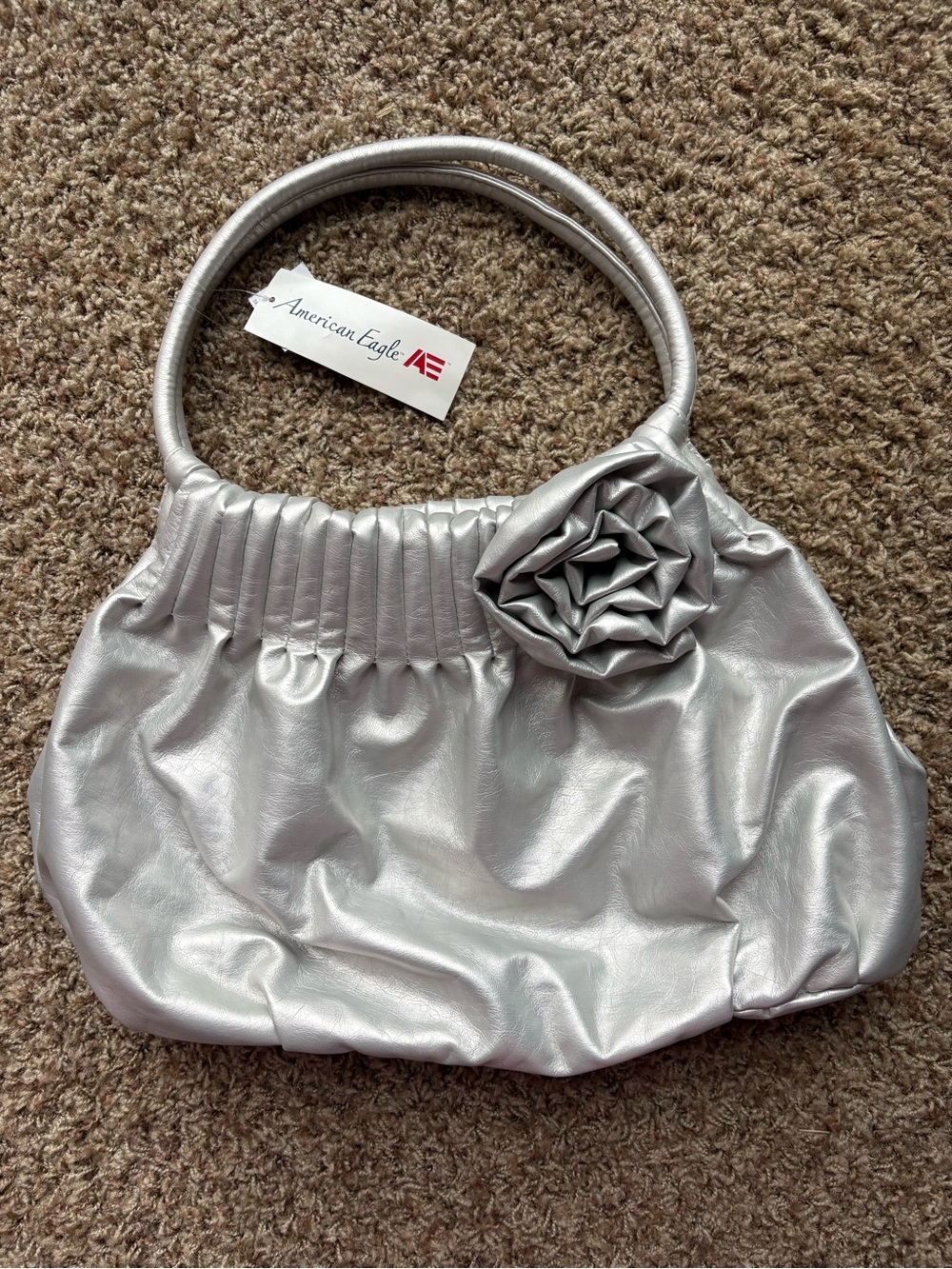 NWT Vintage American Eagle Silver Ring-Handle Shoulder Bag